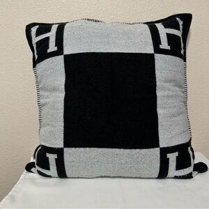 Checkerboard H Logo Pillow in Black & Light Gray